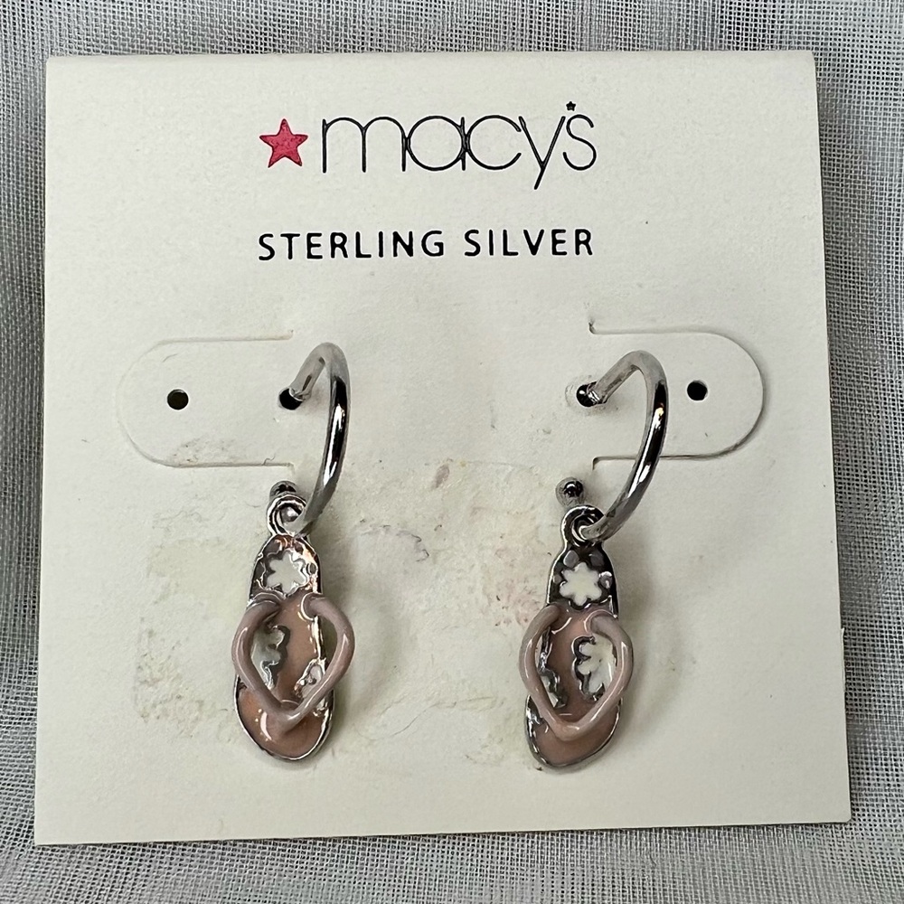 Macy's Sterling Silver Earrings with Pink Accents